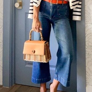 J.McLaughlin Irene Wicker Bag with bamboo handle